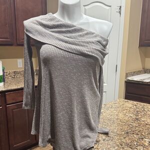 Sweet Pea Gray Off-Shoulder Blouse